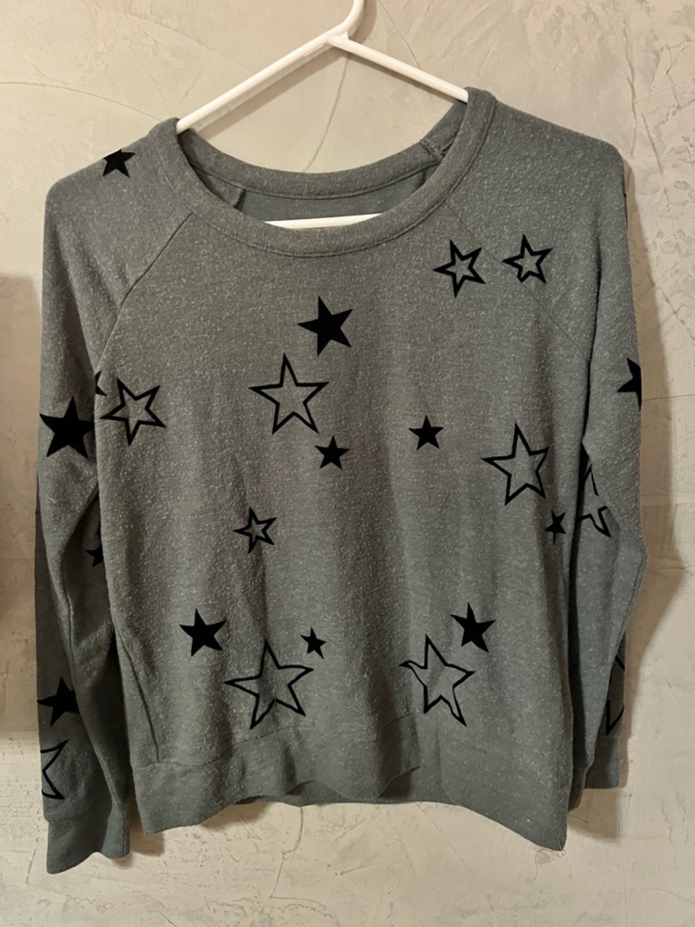 Chaser Gray Crewneck Sweatshirt with Black Star Print